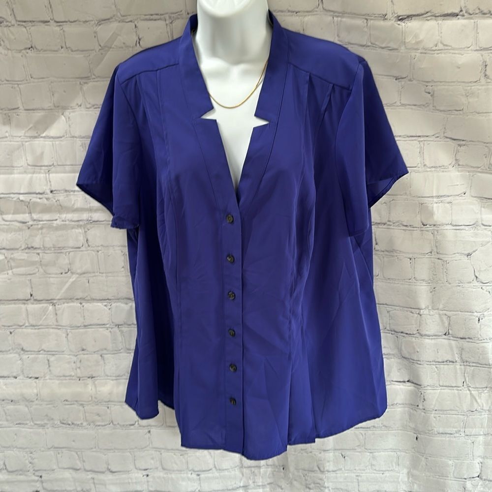 212 Collection Purple Short Sleeve Blouse Women’s Size 1X